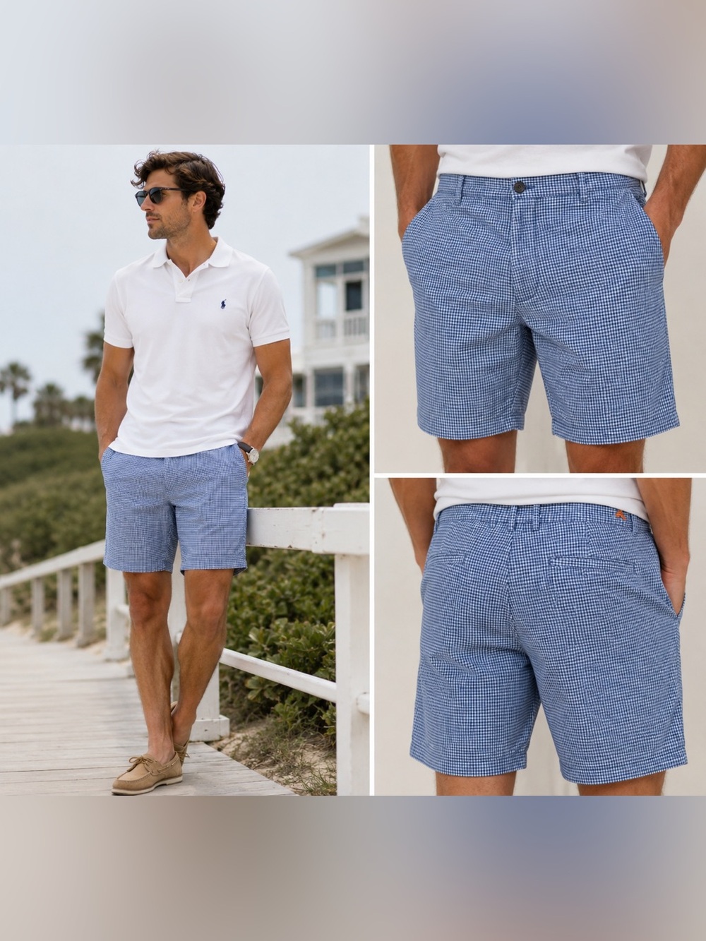 🏖️Men’s Tommy Bahama Blue Zipper Plaid Shorts For Summer Size 36 silk & linen🏝️